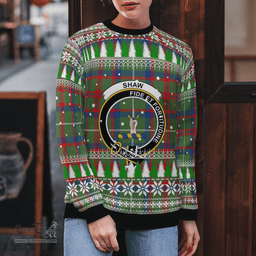 Scottish Shaw Green Modern Clan Crest Tartan Christmas Ugly Sweater - Plaid Family Ugly Sweater Scottish Plaid Tartan Plaid - ScotsTee - scotstee.com