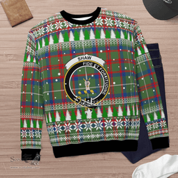 Scottish Shaw Green Modern Clan Crest Tartan Christmas Ugly Sweater - Plaid Family Ugly Sweater Scottish Plaid Tartan Plaid - ScotsTee - scotstee.com