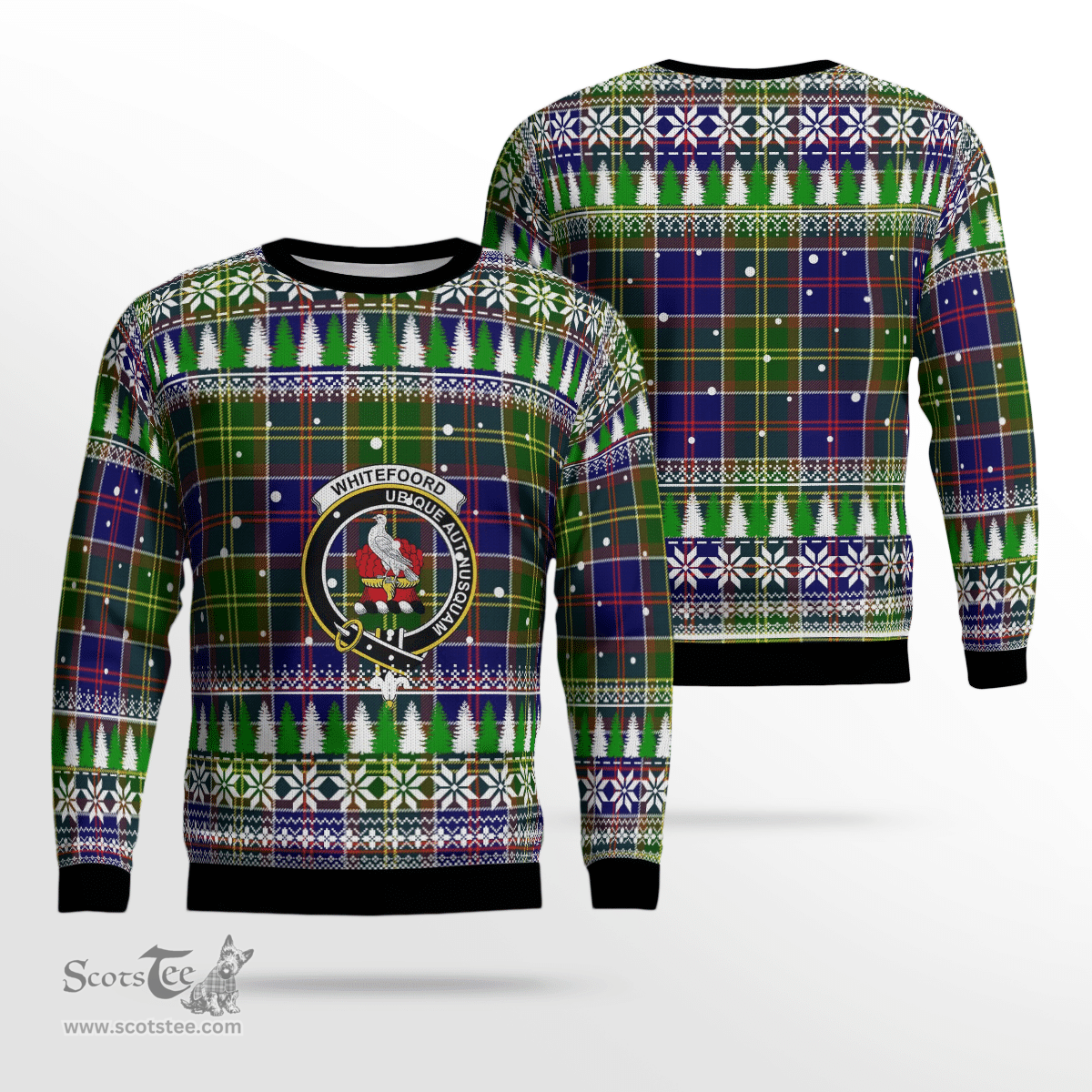 Scottish Whiteford Clan Crest Tartan Christmas Ugly Sweater - Plaid Family Ugly Sweater Scottish Plaid Tartan Plaid - ScotsTee - scotstee.com