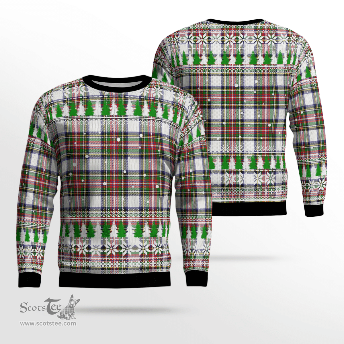 Scottish Stewart Dress Modern Clan Tartan Christmas Ugly Sweater - Plaid Family Ugly Sweater Scottish Plaid Tartan Plaid - ScotsTee - scotstee.com