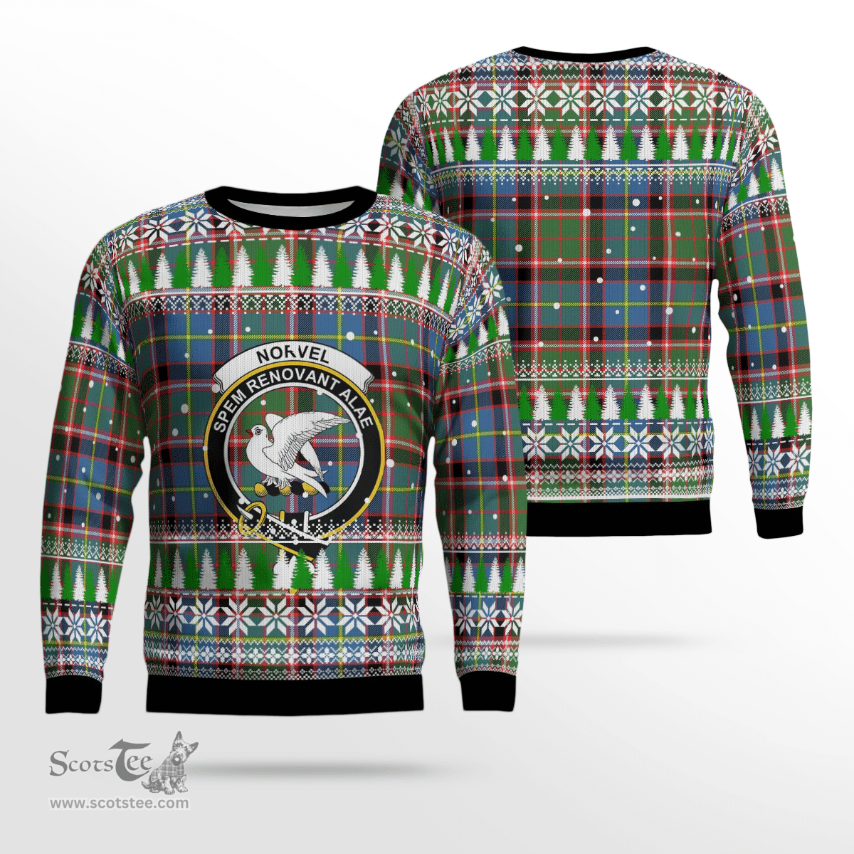 Scottish Norvel (Stirling) Clan Crest Tartan Christmas Ugly Sweater - Plaid Family Ugly Sweater Scottish Plaid Tartan Plaid - ScotsTee - scotstee.com