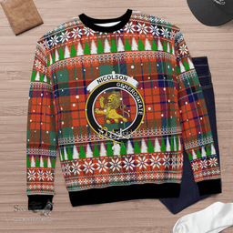 Scottish Nicolson Ancient Clan Crest Tartan Christmas Ugly Sweater - Plaid Family Ugly Sweater Scottish Plaid Tartan Plaid - ScotsTee - scotstee.com