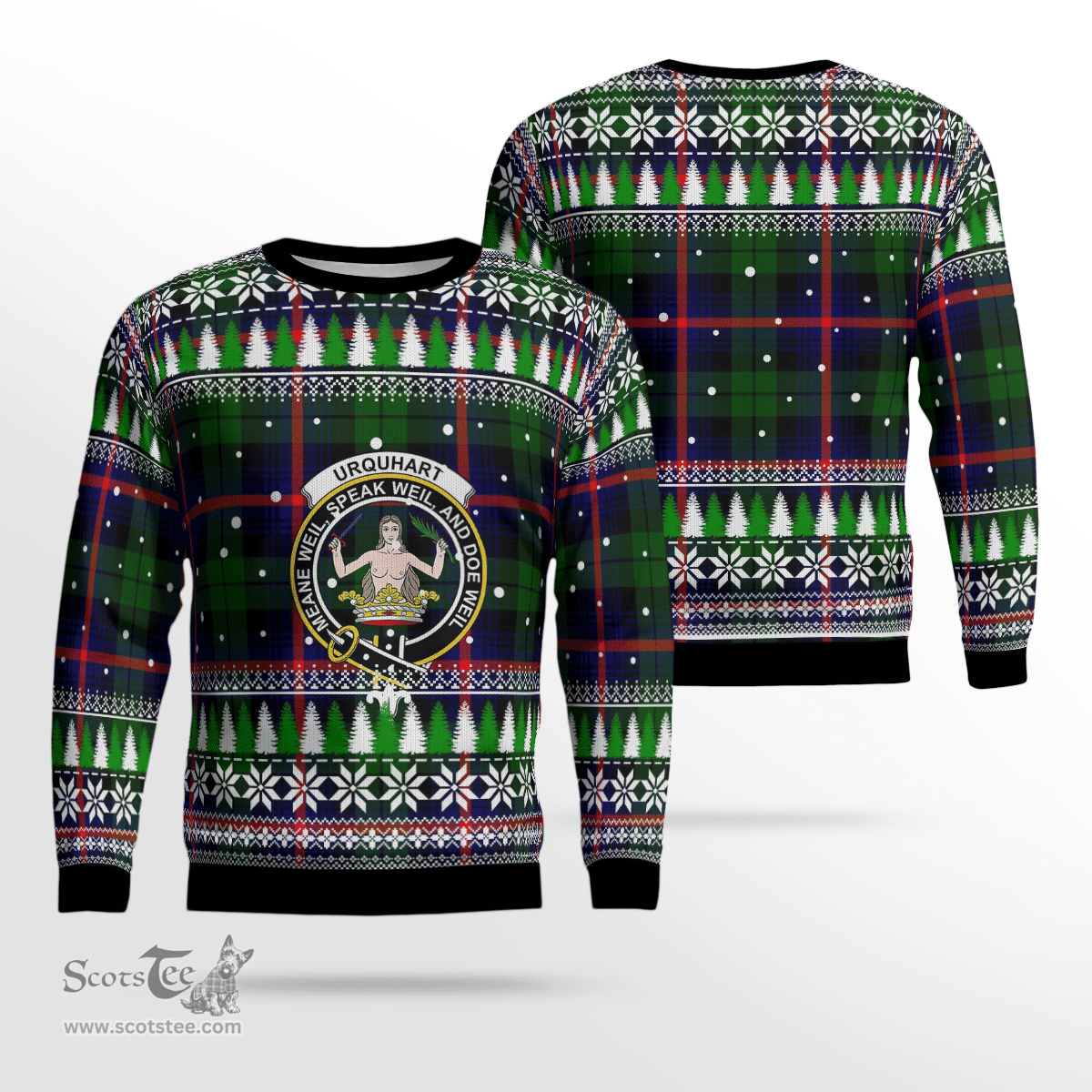 Scottish Urquhart Modern Clan Crest Tartan Christmas Ugly Sweater - Plaid Family Ugly Sweater Scottish Plaid Tartan Plaid - ScotsTee - scotstee.com