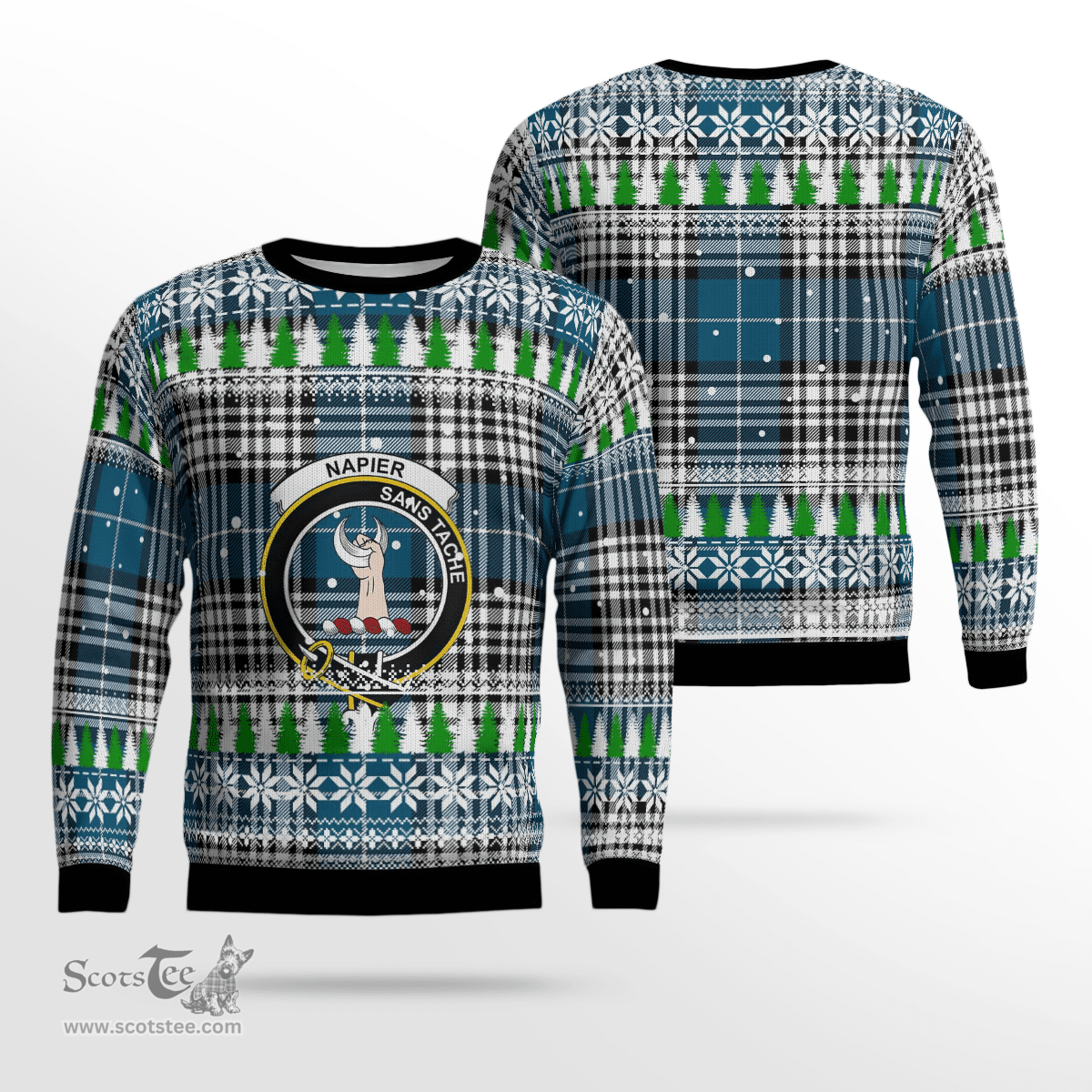 Scottish Napier Modern Clan Crest Tartan Christmas Ugly Sweater - Plaid Family Ugly Sweater Scottish Plaid Tartan Plaid - ScotsTee - scotstee.com
