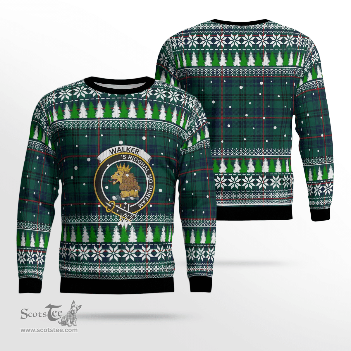 Scottish Walker Clan Crest Tartan Christmas Ugly Sweater - Plaid Family Ugly Sweater Scottish Plaid Tartan Plaid - ScotsTee - scotstee.com