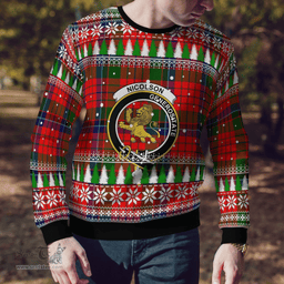 Scottish Nicolson Modern Clan Crest Tartan Christmas Ugly Sweater - Plaid Family Ugly Sweater Scottish Plaid Tartan Plaid - ScotsTee - scotstee.com