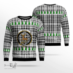 Scottish Scott Black & White Modern Clan Crest Tartan Christmas Ugly Sweater - Plaid Family Ugly Sweater Scottish Plaid Tartan Plaid - ScotsTee - scotstee.com