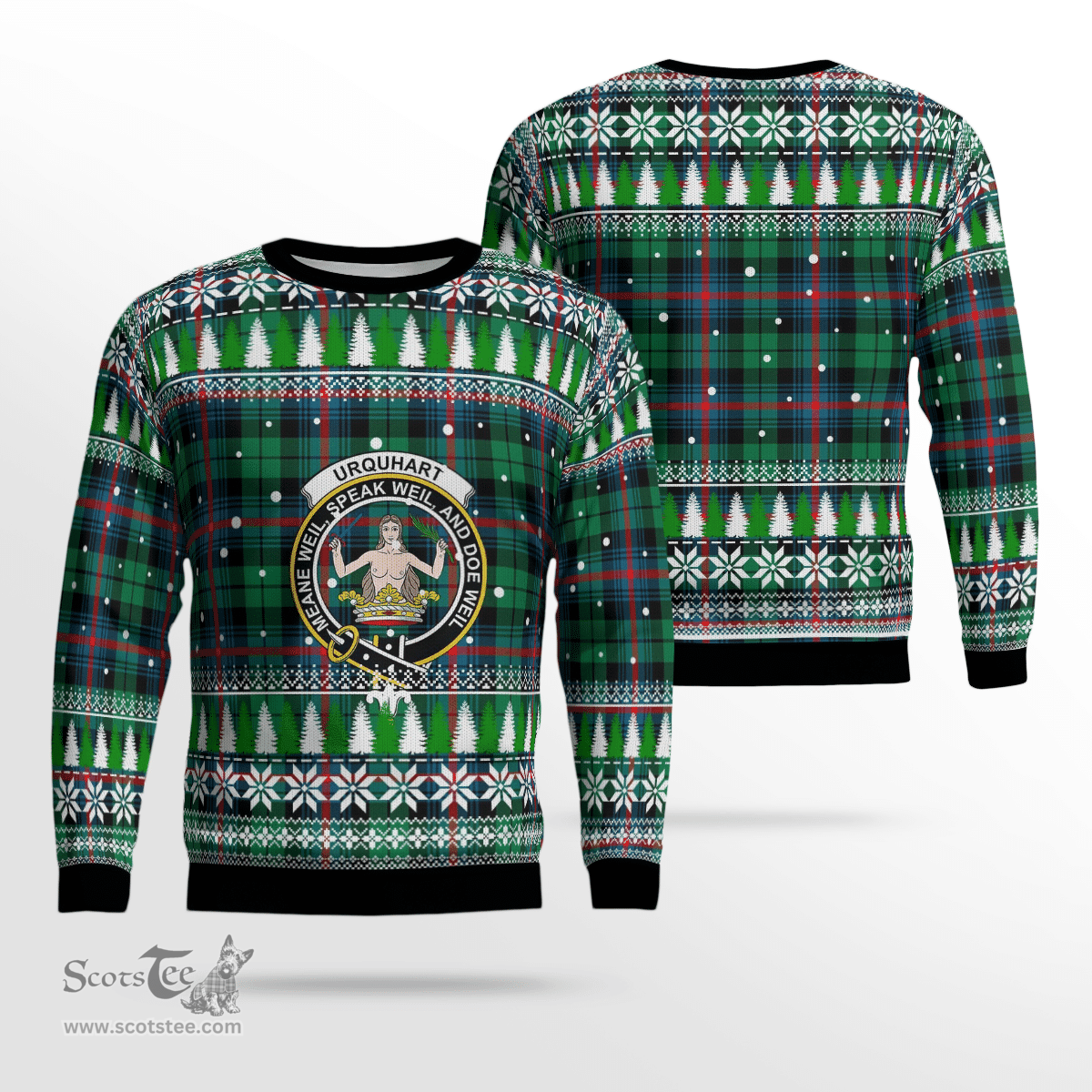 Scottish Urquhart Broad Red Ancient Clan Crest Tartan Christmas Ugly Sweater - Plaid Family Ugly Sweater Scottish Plaid Tartan Plaid - ScotsTee - scotstee.com