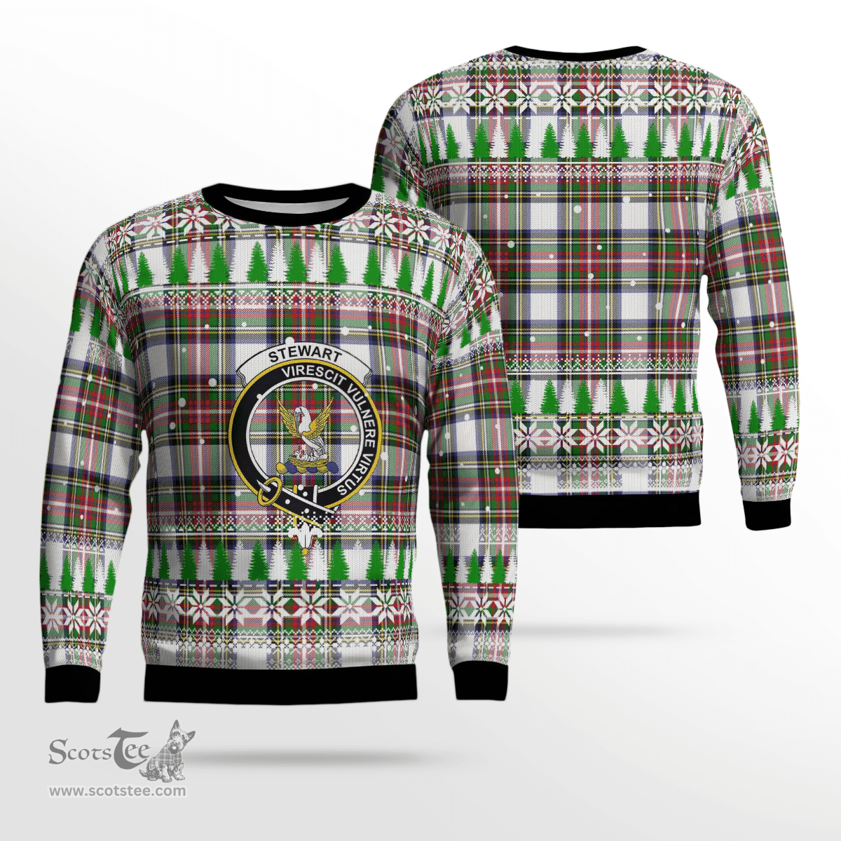 Scottish Stewart Dress Modern Clan Crest Tartan Christmas Ugly Sweater - Plaid Family Ugly Sweater Scottish Plaid Tartan Plaid - ScotsTee - scotstee.com