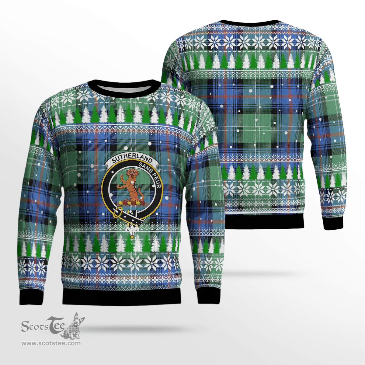 Scottish Sutherland Old Ancient Clan Crest Tartan Christmas Ugly Sweater - Plaid Family Ugly Sweater Scottish Plaid Tartan Plaid - ScotsTee - scotstee.com