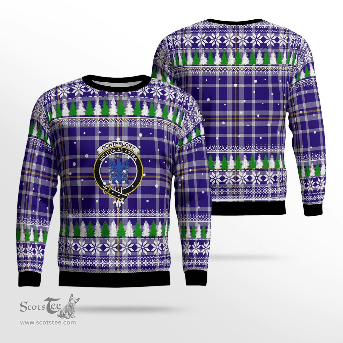Scottish Ochterlony Clan Crest Tartan Christmas Ugly Sweater - Plaid Family Ugly Sweater Scottish Plaid Tartan Plaid - ScotsTee - scotstee.com