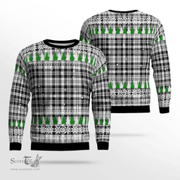 Scottish Scott Black & White Modern Clan Tartan Christmas Ugly Sweater - Plaid Family Ugly Sweater Scottish Plaid Tartan Plaid - ScotsTee - scotstee.com