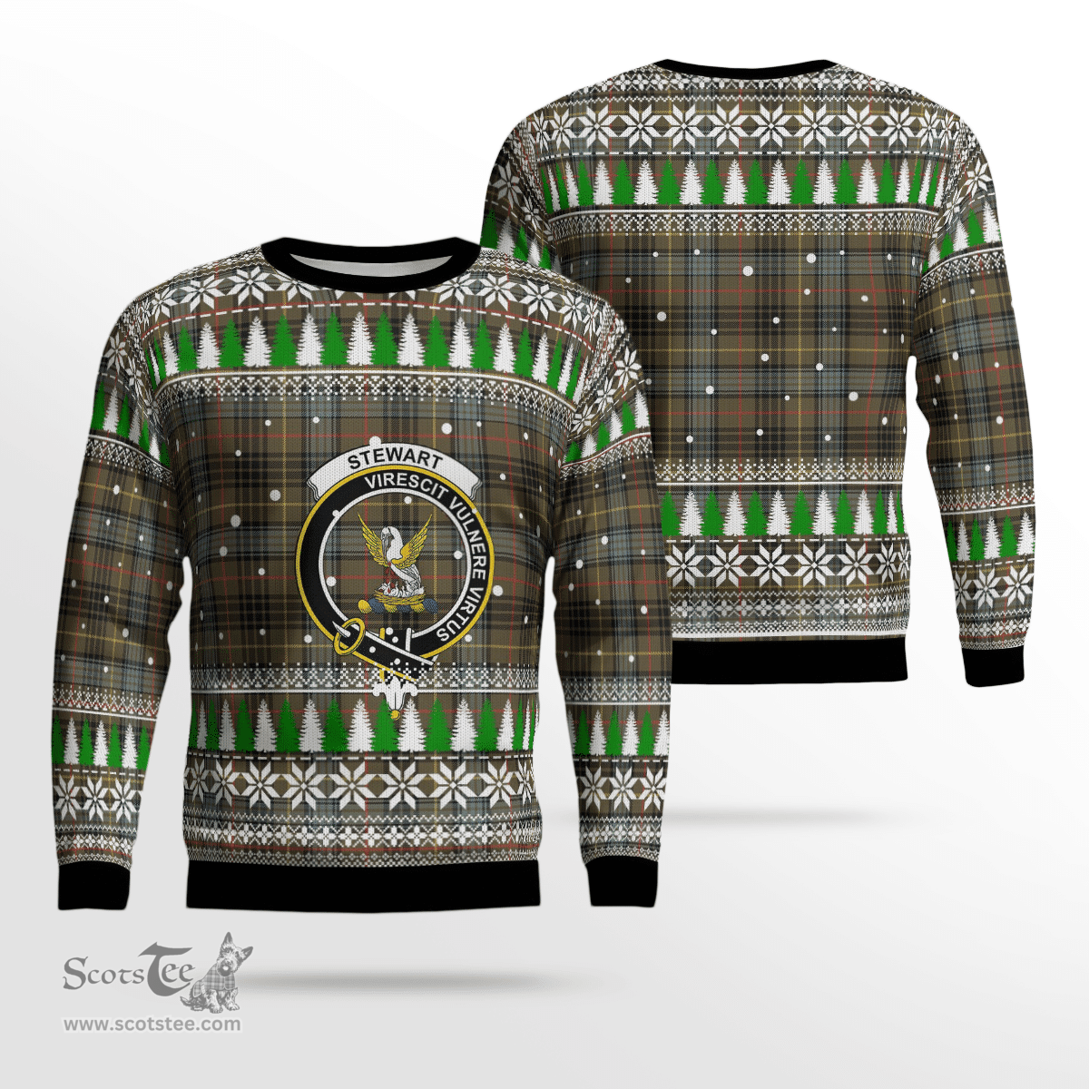 Scottish Stewart Hunting Weathered Clan Crest Tartan Christmas Ugly Sweater - Plaid Family Ugly Sweater Scottish Plaid Tartan Plaid - ScotsTee - scotstee.com