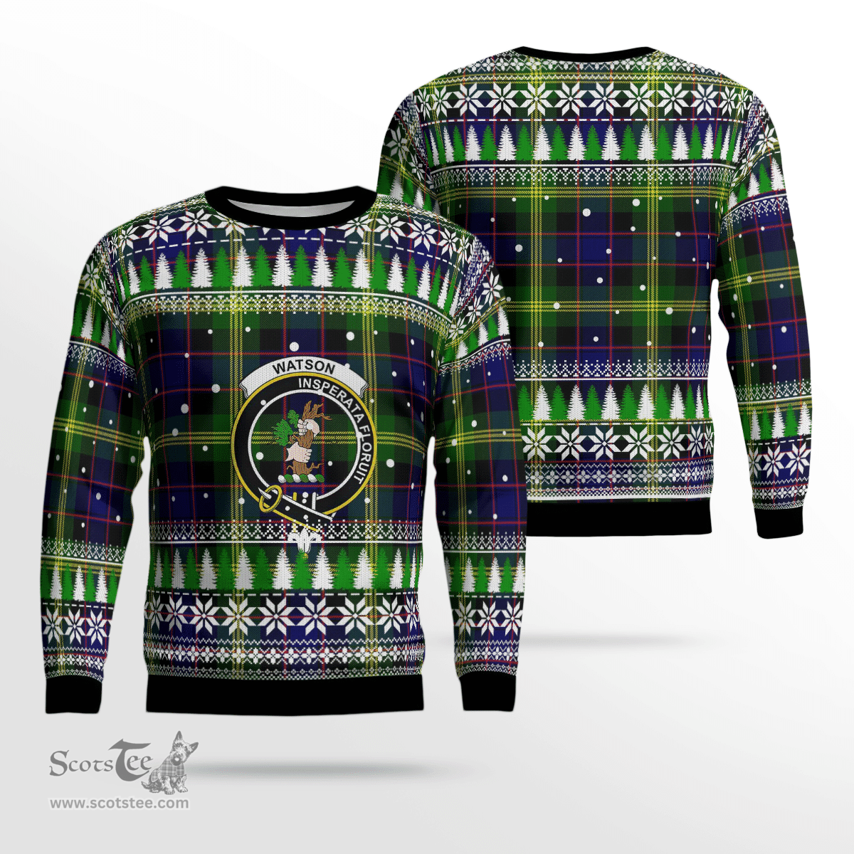 Scottish Watson Modern Clan Crest Tartan Christmas Ugly Sweater - Plaid Family Ugly Sweater Scottish Plaid Tartan Plaid - ScotsTee - scotstee.com