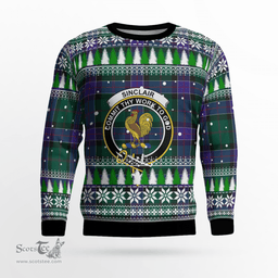 Scottish Sinclair Hunting Modern Clan Crest Tartan Christmas Ugly Sweater - Plaid Family Ugly Sweater Scottish Plaid Tartan Plaid - ScotsTee - scotstee.com