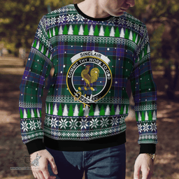 Scottish Sinclair Hunting Modern Clan Crest Tartan Christmas Ugly Sweater - Plaid Family Ugly Sweater Scottish Plaid Tartan Plaid - ScotsTee - scotstee.com