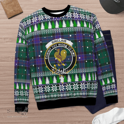 Scottish Sinclair Hunting Modern Clan Crest Tartan Christmas Ugly Sweater - Plaid Family Ugly Sweater Scottish Plaid Tartan Plaid - ScotsTee - scotstee.com
