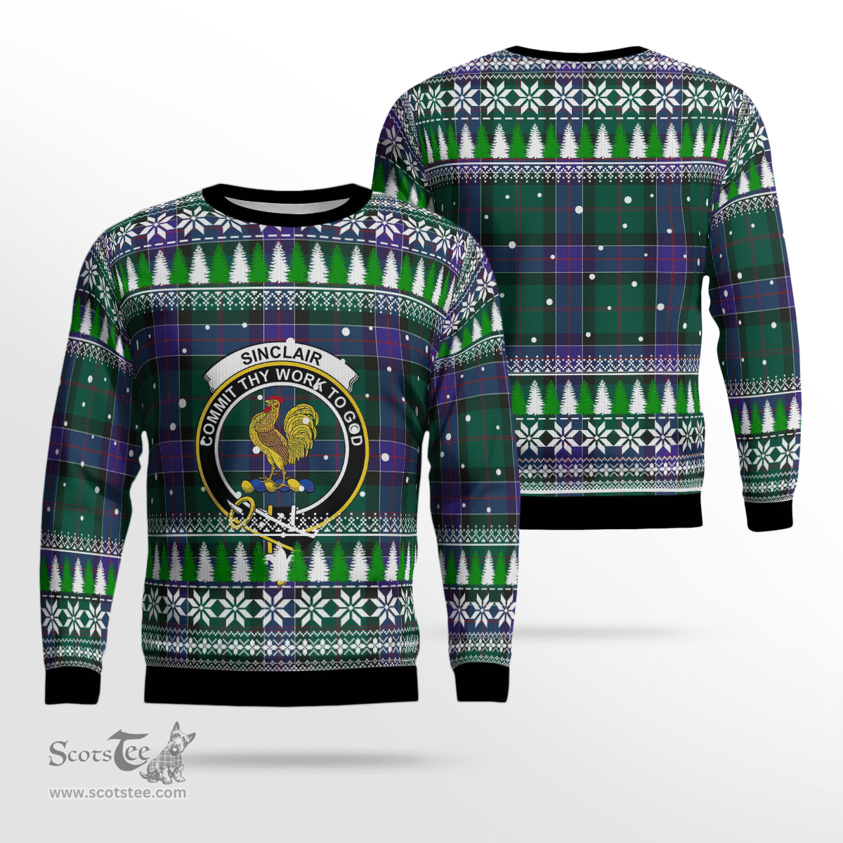 Scottish Sinclair Hunting Modern Clan Crest Tartan Christmas Ugly Sweater - Plaid Family Ugly Sweater Scottish Plaid Tartan Plaid - ScotsTee - scotstee.com