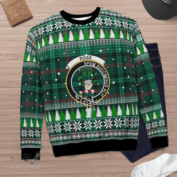 Scottish Ross Hunting Modern Clan Crest Tartan Christmas Ugly Sweater - Plaid Family Ugly Sweater Scottish Plaid Tartan Plaid - ScotsTee - scotstee.com