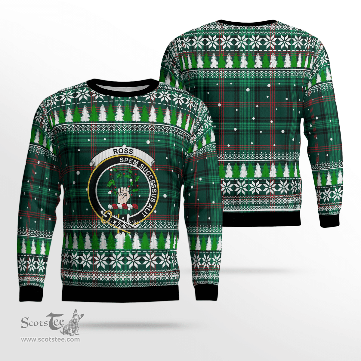 Scottish Ross Hunting Modern Clan Crest Tartan Christmas Ugly Sweater - Plaid Family Ugly Sweater Scottish Plaid Tartan Plaid - ScotsTee - scotstee.com