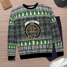 Scottish Scott Green Modern Clan Crest Tartan Christmas Ugly Sweater - Plaid Family Ugly Sweater Scottish Plaid Tartan Plaid - ScotsTee - scotstee.com