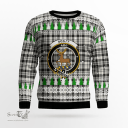 Scottish Scott Black & White Ancient Clan Crest Tartan Christmas Ugly Sweater - Plaid Family Ugly Sweater Scottish Plaid Tartan Plaid - ScotsTee - scotstee.com
