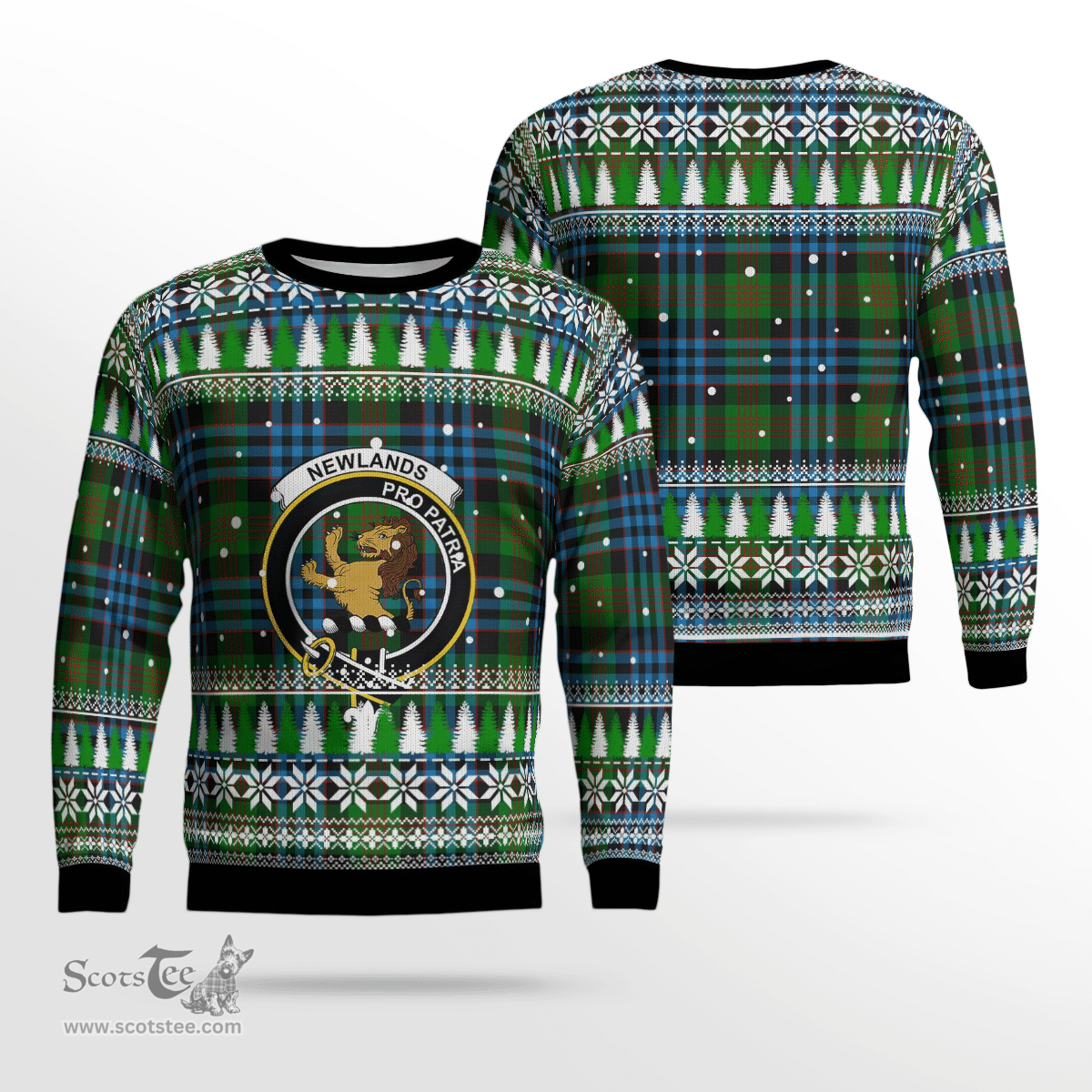Scottish Newlands Clan Crest Tartan Christmas Ugly Sweater - Plaid Family Ugly Sweater Scottish Plaid Tartan Plaid - ScotsTee - scotstee.com