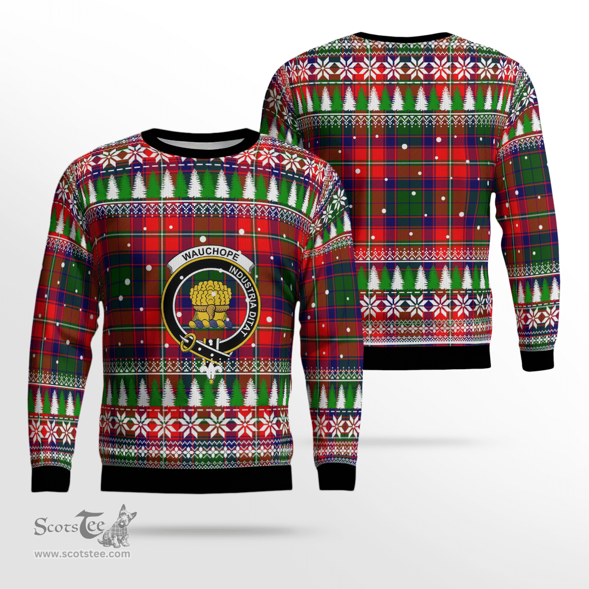Scottish Wauchope Clan Crest Tartan Christmas Ugly Sweater - Plaid Family Ugly Sweater Scottish Plaid Tartan Plaid - ScotsTee - scotstee.com