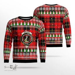 Scottish Wallace Hunting Red Clan Crest Tartan Christmas Ugly Sweater - Plaid Family Ugly Sweater Scottish Plaid Tartan Plaid - ScotsTee - scotstee.com