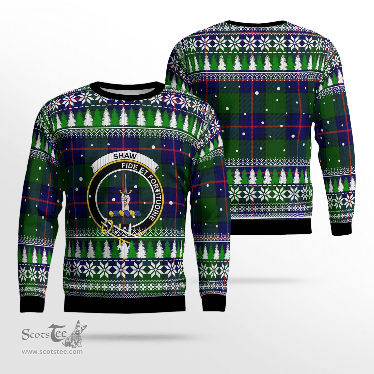 Scottish Shaw Modern Clan Crest Tartan Christmas Ugly Sweater - Plaid Family Ugly Sweater Scottish Plaid Tartan Plaid - ScotsTee - scotstee.com