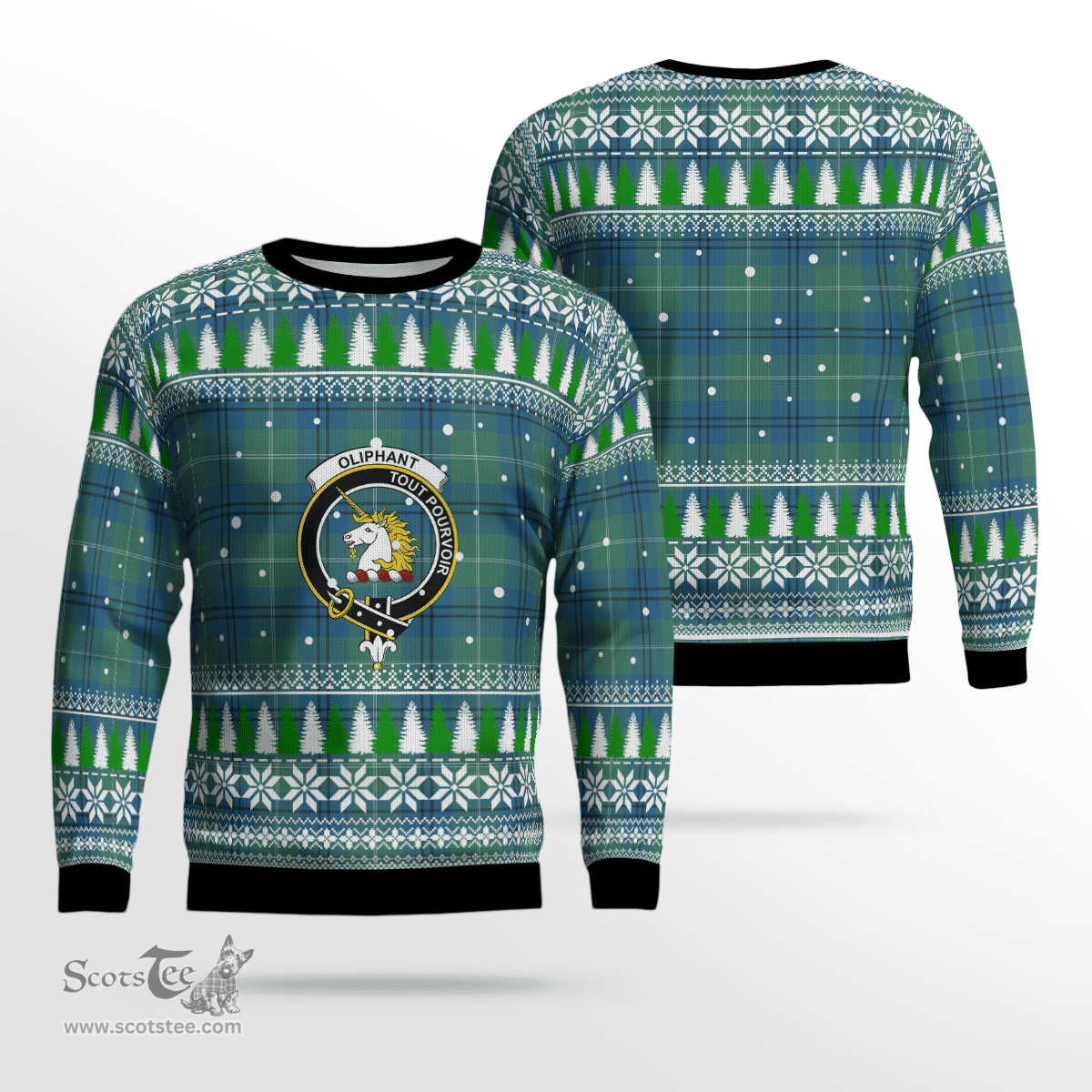 Scottish Oliphant Ancient Clan Crest Tartan Christmas Ugly Sweater - Plaid Family Ugly Sweater Scottish Plaid Tartan Plaid - ScotsTee - scotstee.com