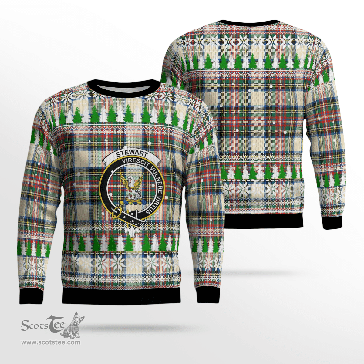 Scottish Stewart Dress Ancient Clan Crest Tartan Christmas Ugly Sweater - Plaid Family Ugly Sweater Scottish Plaid Tartan Plaid - ScotsTee - scotstee.com