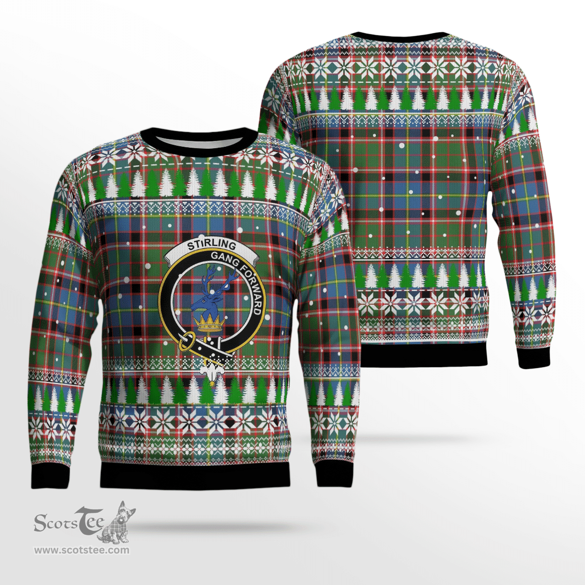 Scottish Stirling (of Cadder-Present Chief) Clan Crest Tartan Christmas Ugly Sweater - Plaid Family Ugly Sweater Scottish Plaid Tartan Plaid - ScotsTee - scotstee.com