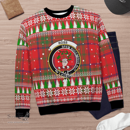 Scottish Ross Modern Clan Crest Tartan Christmas Ugly Sweater - Plaid Family Ugly Sweater Scottish Plaid Tartan Plaid - ScotsTee - scotstee.com