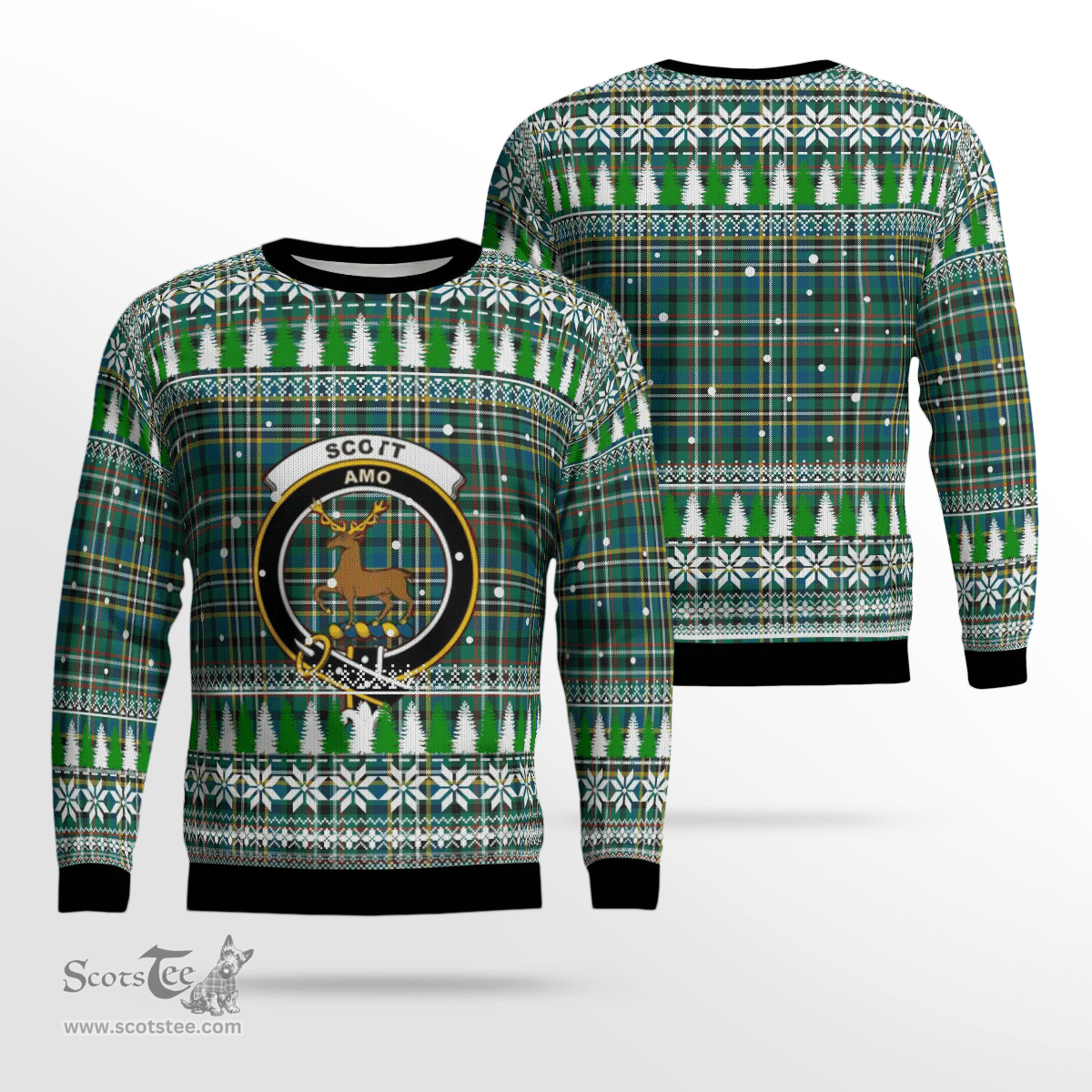 Scottish Scott Green Ancient Clan Crest Tartan Christmas Ugly Sweater - Plaid Family Ugly Sweater Scottish Plaid Tartan Plaid - ScotsTee - scotstee.com