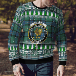 Scottish Sinclair Hunting Ancient Clan Crest Tartan Christmas Ugly Sweater - Plaid Family Ugly Sweater Scottish Plaid Tartan Plaid - ScotsTee - scotstee.com