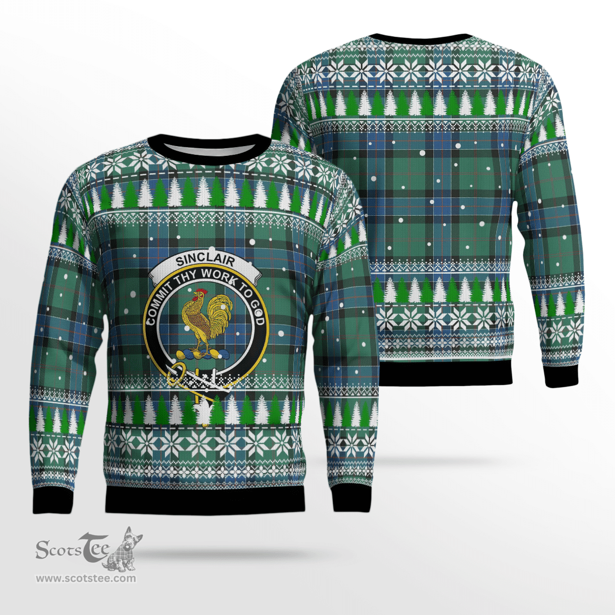 Scottish Sinclair Hunting Ancient Clan Crest Tartan Christmas Ugly Sweater - Plaid Family Ugly Sweater Scottish Plaid Tartan Plaid - ScotsTee - scotstee.com