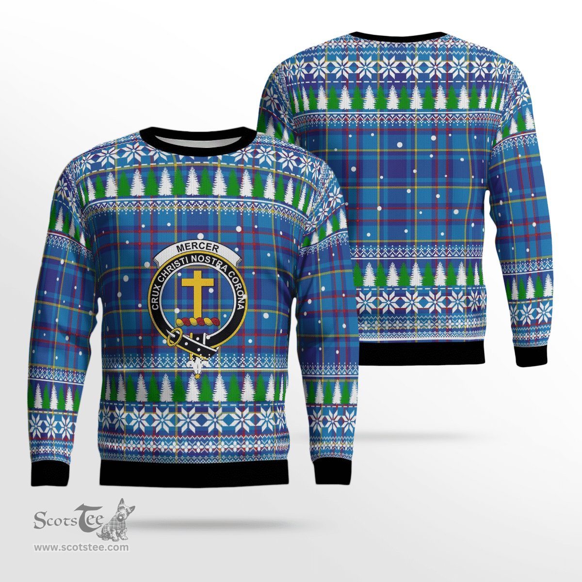 Scottish Mercer Modern Clan Crest Tartan Christmas Ugly Sweater - Plaid Family Ugly Sweater Scottish Plaid Tartan Plaid - ScotsTee - scotstee.com