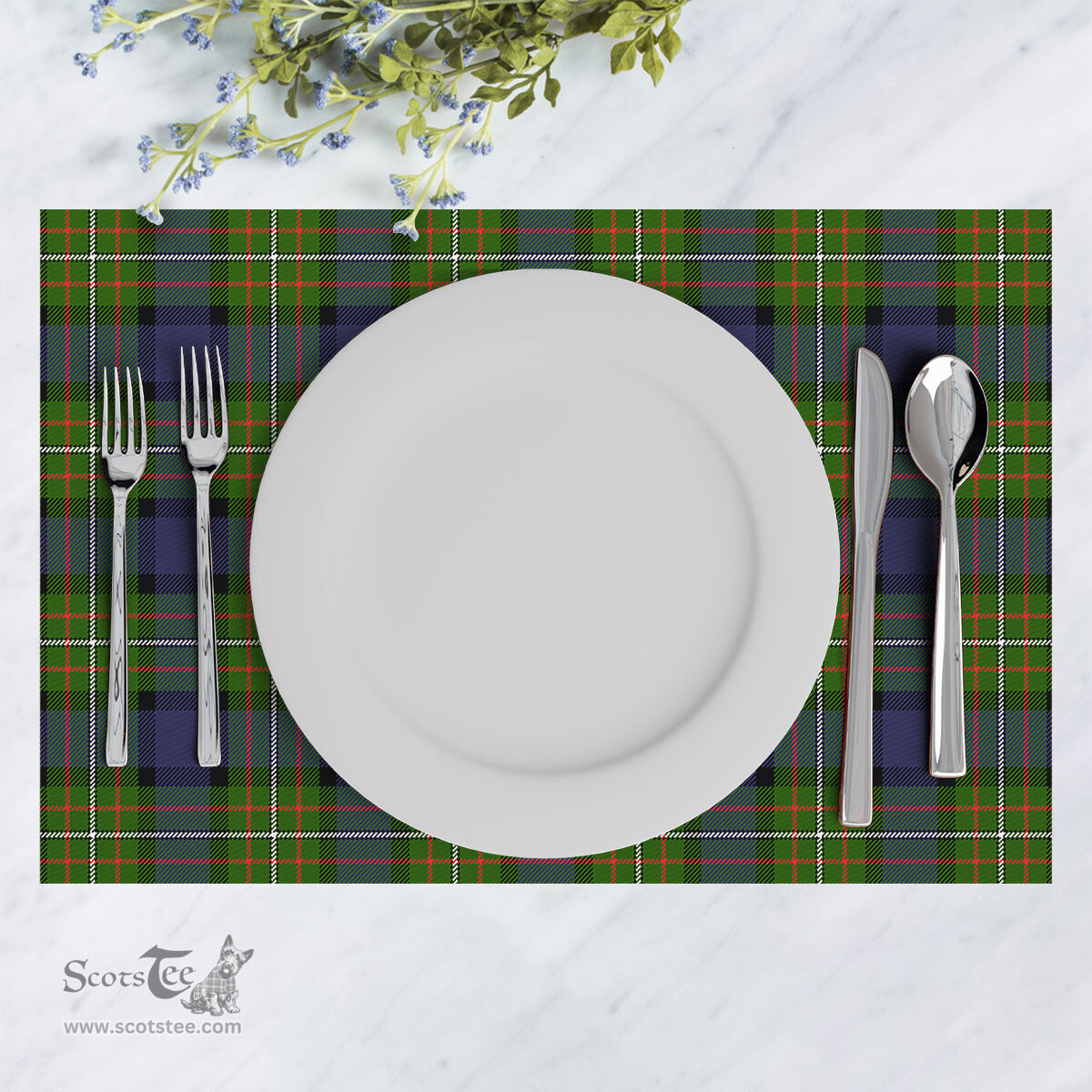 Scottish Fergusson Modern Clan Tartan Placemat - Tartan Kitchen Decor Scottish Plaid Tartan Plaid - ScotsTee - scotstee.com