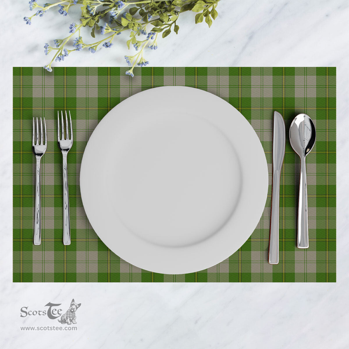 Scottish Cunningham Dress Green Dancers Clan Tartan Placemat - Tartan Kitchen Decor Scottish Plaid Tartan Plaid - ScotsTee - scotstee.com