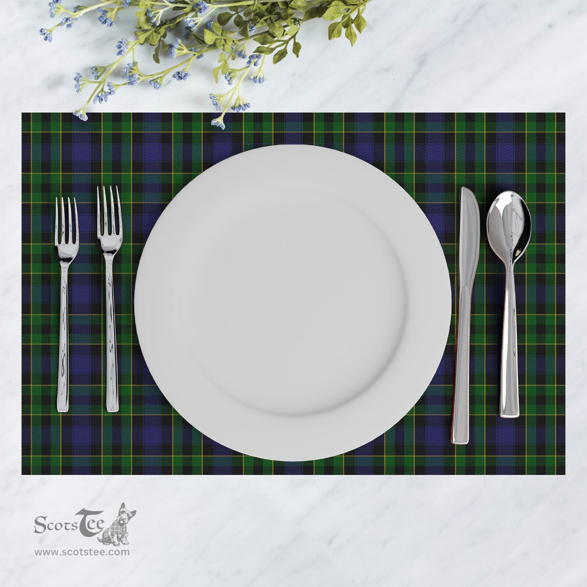 Scottish Mowat Modern Clan Tartan Placemat - Tartan Kitchen Decor Scottish Plaid Tartan Plaid - ScotsTee - scotstee.com