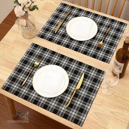 Scottish Menzies Black _ White Modern Clan Tartan Placemat - Tartan Kitchen Decor Scottish Plaid Tartan Plaid - ScotsTee - scotstee.com