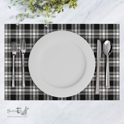 Scottish Menzies Black _ White Modern Clan Tartan Placemat - Tartan Kitchen Decor Scottish Plaid Tartan Plaid - ScotsTee - scotstee.com
