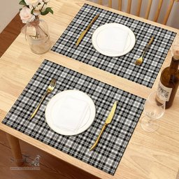 Scottish Scott Black & White Modern Clan Tartan Placemat - Tartan Kitchen Decor Scottish Plaid Tartan Plaid - ScotsTee - scotstee.com