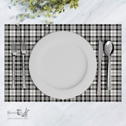 Scottish Scott Black & White Modern Clan Tartan Placemat - Tartan Kitchen Decor Scottish Plaid Tartan Plaid - ScotsTee - scotstee.com