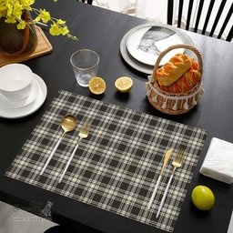 Scottish Menzies Black _ White Ancient Clan Tartan Placemat - Tartan Kitchen Decor Scottish Plaid Tartan Plaid - ScotsTee - scotstee.com