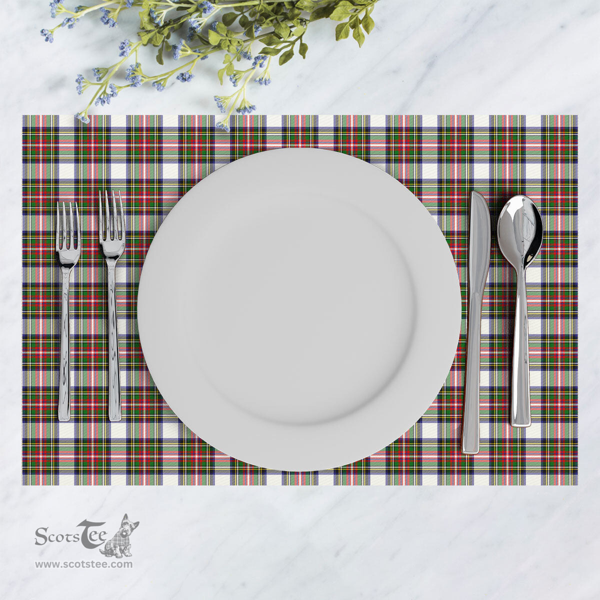 Scottish Stewart Dress Modern Clan Tartan Placemat - Tartan Kitchen Decor Scottish Plaid Tartan Plaid - ScotsTee - scotstee.com