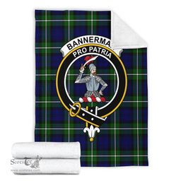 Scottish Bannerman Clan Tartan Blanket with Family Crest Tartan Plaid Sherpa Blanket Scottish Plaid Tartan Plaid - ScotsTee - scotstee.com