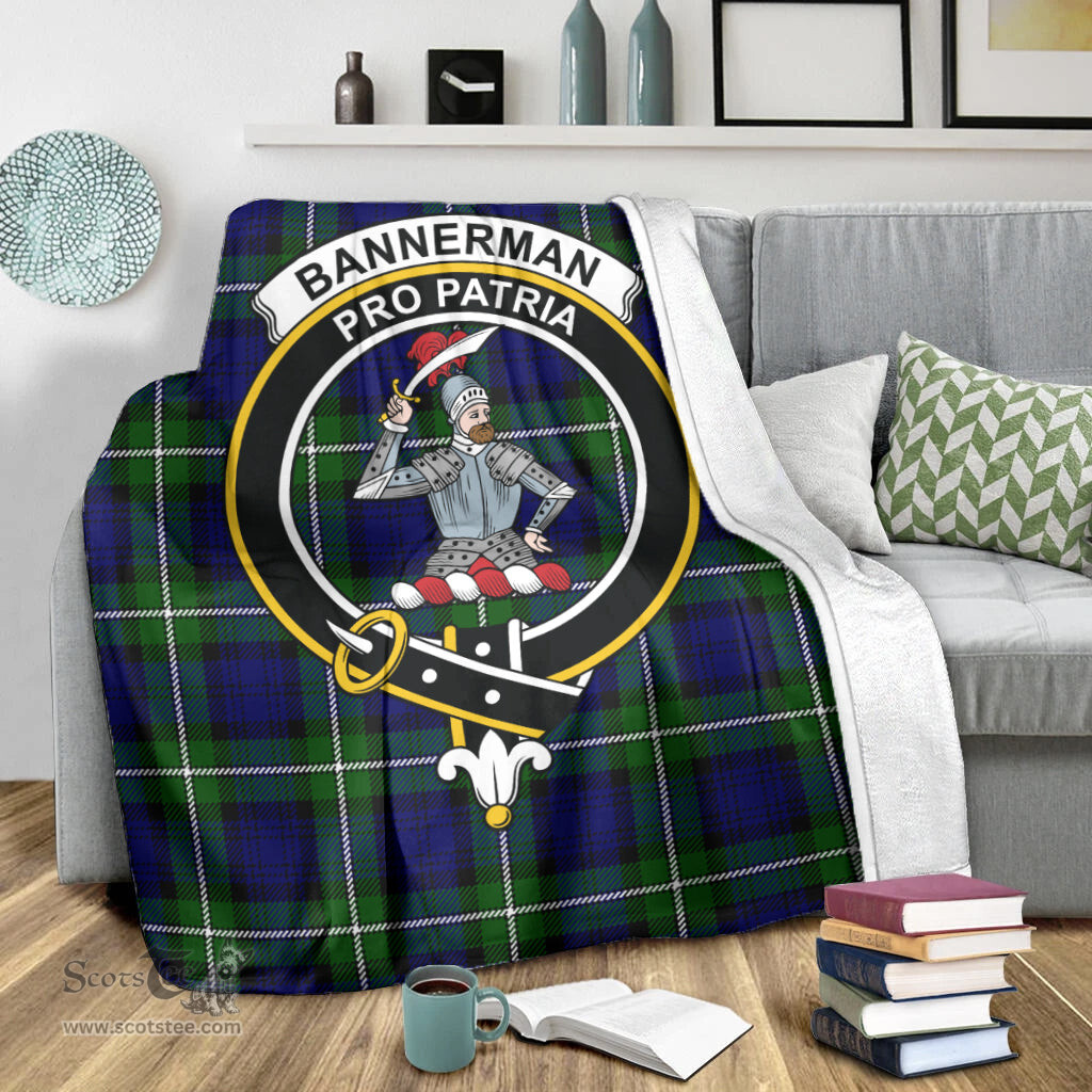 Scottish Bannerman Clan Tartan Blanket with Family Crest Tartan Plaid Sherpa Blanket Scottish Plaid Tartan Plaid - ScotsTee - scotstee.com