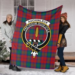 Scottish Auchinleck Clan Tartan Blanket with Family Crest Tartan Plaid Sherpa Blanket Scottish Plaid Tartan Plaid - ScotsTee - scotstee.com